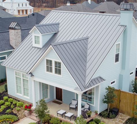 charcoal grey metal roof on white house|colors that go with metal roof.